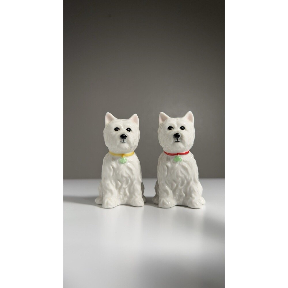 White Western Terrier Westie Salt Pepper Shaker Set
